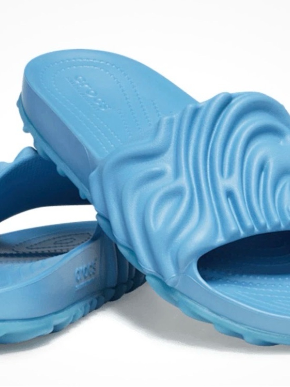 CROCS Light Blue Ruffle Slide Sandals - Picture 6 of 8